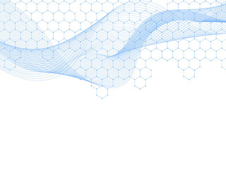 简约科技线条蜂窝网格元素蓝色波浪线条PNG素材科技线条元素